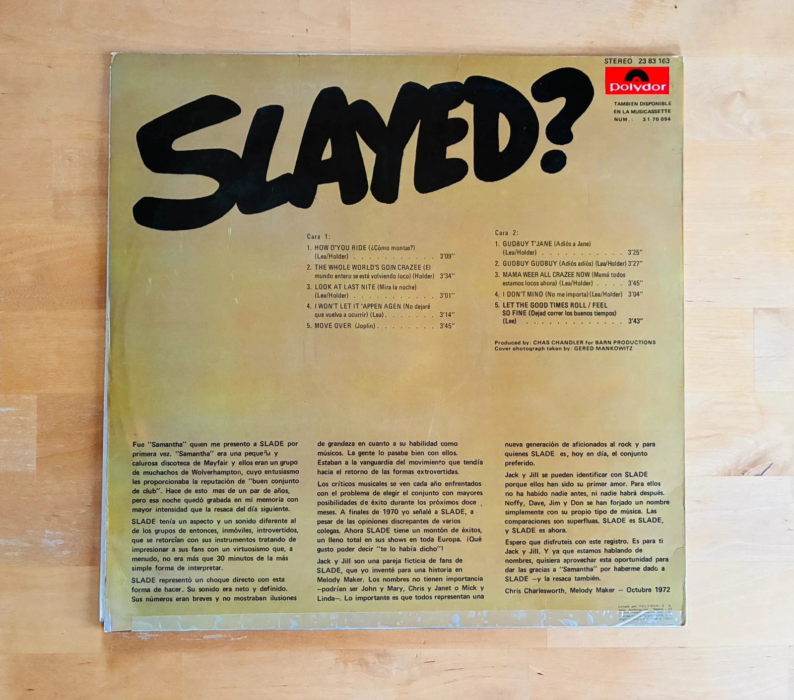Vinyl record 33RpM Slade Slayed? – photo 2